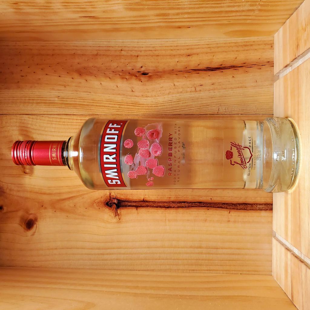 Smirnoff Raspberry  1L · Smirnoff Raspberry is rich and robust. This spirit is infused with natural raspberry flavor for a tart and fruity finish. Pairs best with soda water, lemonade, or cranberry juice. Smirnoff Raspberry is kosher certified and gluten-free.    Must be 21 to purchase.
