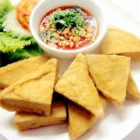 A4. Tofu Tod · Golden brown tofu, served with plum sauce. Contains peanuts.