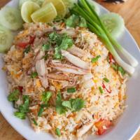 Premium Crab Fried Rice · Dungeness Crab meat cooked in a simply Thai style white fried rice. You can taste the natura...
