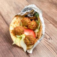 Falafel Sandwich · Meatless sandwich made from chickpeas and spices. 