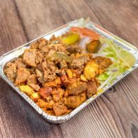 Chicken and Lamb over Rice Platter · 