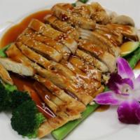 Chicken Teriyaki · Served with choice of rice and miso soup or salad.