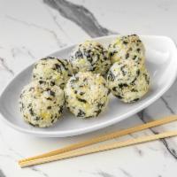 Rice Ball · 6 Balls (Sesame Seed, Sesame Oil, Dry Seaweed, Radish and Mayonnaise)
