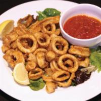 Calamari Fritti · Seasoned market fresh calamari with marinara sauce.