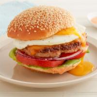 Egg Burger  · Includes: Lettuce, Tomato, Grilled Onions, Fried Egg and House Dressing