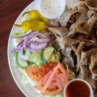 Beef/Lamb Gyro Plate · Served with choice of side White Basmati Rice or Seasoned Fries. Includes: Lettuce, tomatoes...