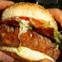 The CBR  · GF Chicken Patty, Bacon (from Renegades of Sunset), Lettuce, Tomato and Ranch on a Sesame Se...