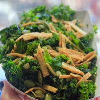 Kale Salad (GF) · Our massaged kale salad, dressing with cheezy chipotle-lime dressing and topped with crunchy...