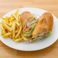 Sandwich De Pollo · Chicken sandwich with french fries, lettuce, tomatoes, onions and mayo. Add cheese for an ad...
