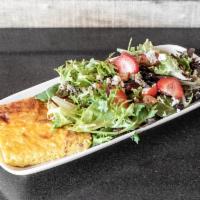 BEC Frittata · Bacon, Egg, and Cheddar Frittata served on a Portuguese roll or with a side Spring Mix Salad