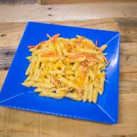 Rasta Pasta · Penne pasta and fresh vegetables served in our spicy Parmesan cream sauce.