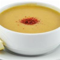 4. Lentil Soup · Pureed red lentil, onion, carrot, garlic, butter, tomato paste, black pepper and mint.