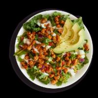 Beyond Buffalo Ranch · Beyond Beef Crumbles grilled in Buffalo Sauce, Avocado, Romaine, Tomatoes, Green Peppers, On...