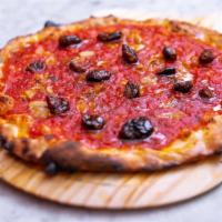 A.O.P. Pizza · Tomato sauce, fresh grape tomato’s, roasted thinly sliced garlic and extra virgin olive oil,...
