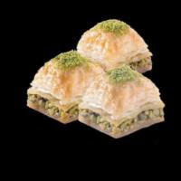Pistachio Baklava · Layered pastry dessert made of filo pastry, filled with chopped pistachios, and sweetened wi...