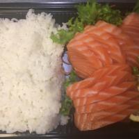 Salmon Don · 12 pieces of salmon sashimi over sushi rice.