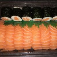 Salmon Lover · 8  pieces of salmon sushi and salmon roll.