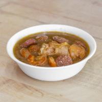 Creole File Gumbo · My Mama’s Mama recipe. Loaded with gulf shrimp, creole hot, and smoked sausage and cooked in...