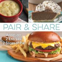 Pair & Share 2 for $35 · Choice of an appetizer, 2 entrees, and 2 slices of pie.