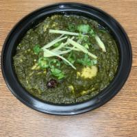 Bone-In Chicken and Spinach Curry · Made Using Bone-In Chicken Leg and Thigh Meat, Spinach, Onions, Yogurt, Tomatoes, Ginger- Ga...