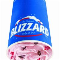 Choco Dipped Strawberry Blizzard Treat · Creamy vanilla soft serve mixed with strawberries and rich chocolate chunks