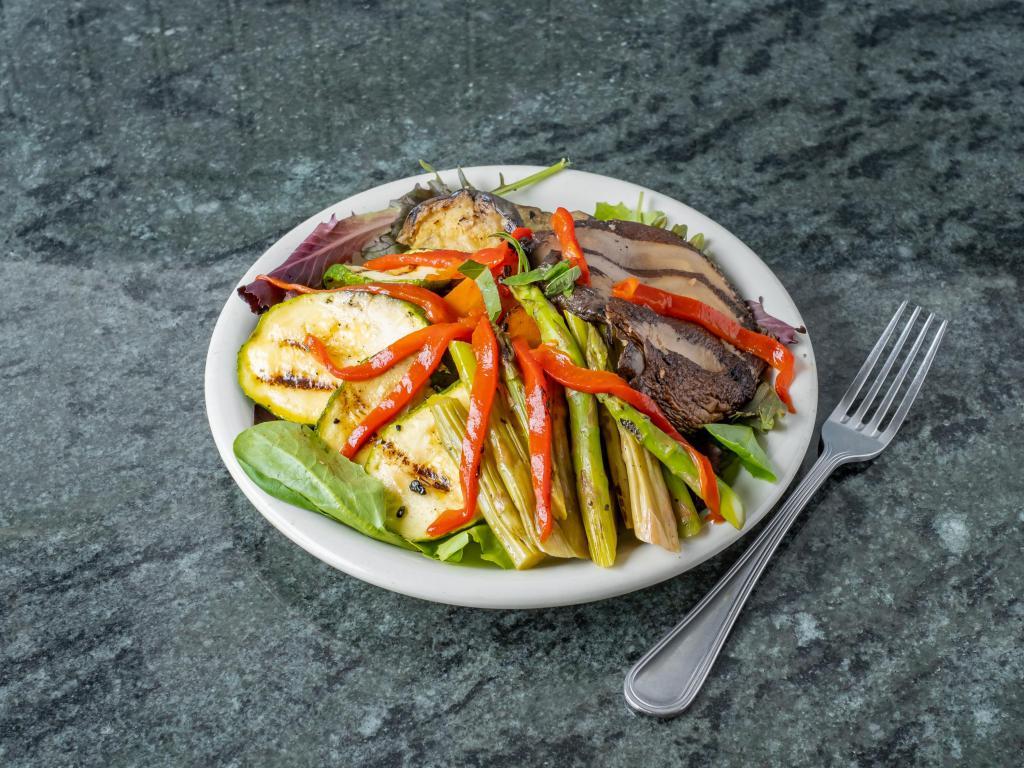 Grilled Vegetables · Asparagus, eggplant, zuccini, carrots, portobello mushrooms and roasted peppers.