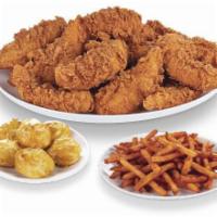 Chicken and Tenders Family Meal · The chicken & tenders platter comes with 12 mixed chicken pieces, 6 Cajun tenders, 6 biscuit...