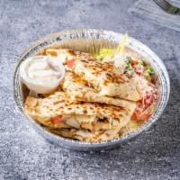 Chicken Quesadilla · Cooked tortilla that is filled with cheese and folded in half. 