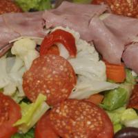 Antipasto Salad · Antipasto mix, lettuce, tomato, salami, ham, pepperoni, provolone and black olives.
