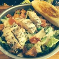 Caesar Salad · Fresh romaine tossed with grilled chicken, croutons and Parmesan cheese