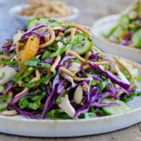 8. Asian Sesame Salad · Mixed greens, romaine lettuce, red cabbage, grilled chicken, cranberries, crispy wontons and...