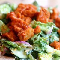 9. Buffalo Chicken Salad · Romaine lettuce, Buffalo chicken, pepper jack cheese, celery, tortilla strip and blue cheese...