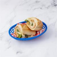 Luca Sandwich · Buffalo chicken, sauteed broccoli rabe and provolone on garlic bread.