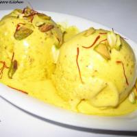 Mango Ice Cream · Traditional mango flavored homemade ice cream.