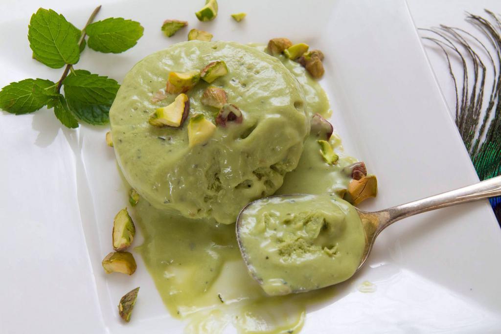 Pistachio Kulfi · Traditional pistachio flavored homemade ice cream.