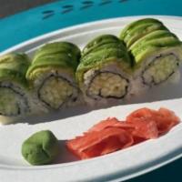 308 main  Roll · Oshinko, cucumber, seaweed salad, topped with avocado