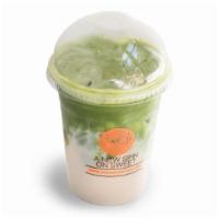 Iced Vanilla Matcha Latte · come with almond milk, instead of whole