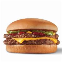 1/3 lb. Double with Cheese · Two 100% all-beef patties equalling over a 1/3 lb. (pre-cooked weight) topped with melted ch...