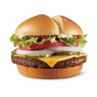 1/4 lb. Cheese GrillBurger · One 1/4 lb. (pre-cooked weight) 100% beef burger topped with melted cheese, thick-cut tomato...