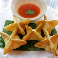 5 Pieces Crab Rangoon · Fried crispy cream cheese with crab meat wonton served with sweet chili sauce.