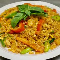 Basil Fried Rice · Spicy flavorful fried rice from steamed jasmine rice, egg, chili paste, green beans, onion, ...