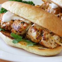 63. Chicken Kabab on Hero · A long sandwich on a roll. 