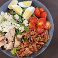 Chopped Cobb Salad · Grilled chicken breast, heirloom cherry tomatoes, pepper bacon, hard-boiled egg, blue cheese...