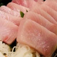 Hamachi Don · 12 pieces of yellowtail sashimi over a bowl of steamed sushi rice.