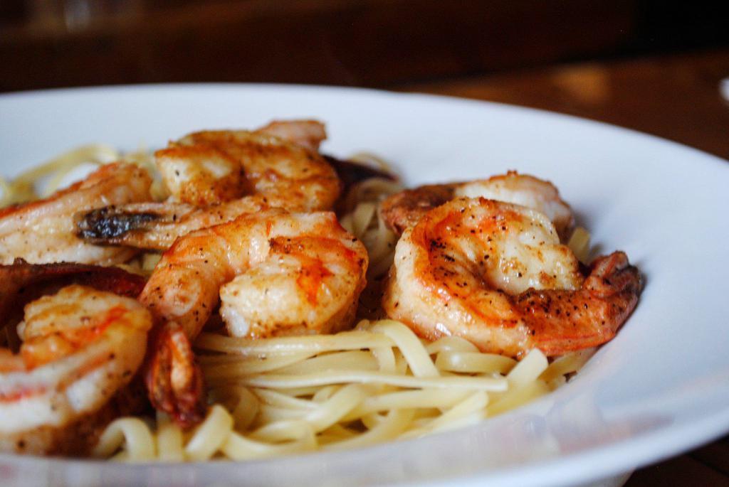 Shrimp Scampi Entree · Shrimp in garlic butter white wine sauce. Served with choice of salad or pasta.