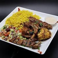 Anstuna Mixed Grill · How about one platter with generous sampling of chicken, kufta, lamb, gyro and a chop, all s...