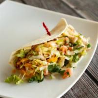 Beer Battered Fish Tacos · 2 beer-battered fish tacos with cod, chipotle aioli sauce, lettuce, cheese, sour cream, and ...