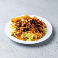 Bun · Rice noodles topped with grilled lemongrass chicken, carrots, cucumber, lettuce and beanspro...