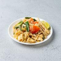 Pad Thai Noodles · Famous Thai noodles tossed in lime juice, tamarind, egg, fresh tomato, jalapeno, bean sprout...
