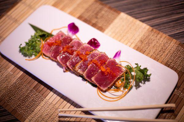 Tuna Tataki · Seared slice tuna  with ponzu sauce.